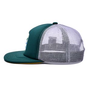 Custom 5 Panel Flat Brim Mesh Trucker Hat, Embroidered Woven Label Logo Foam