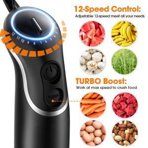 800W Kitchen Hand Blender 4 In 1 With Turbo Mode / 4 Stainless Steel Blades