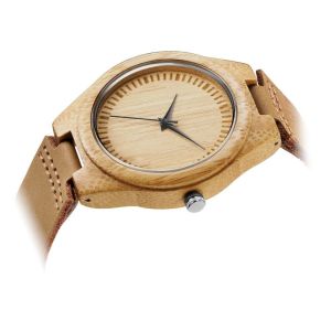 Classical Wood Dial Retro Wood Leather Watch With Quartz Movement