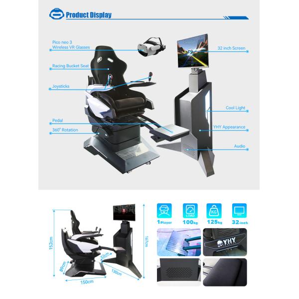 Black 9D Vr Car Racing Simulator Video Virtual Reality Motion Cinema Equipment 1 Passenger