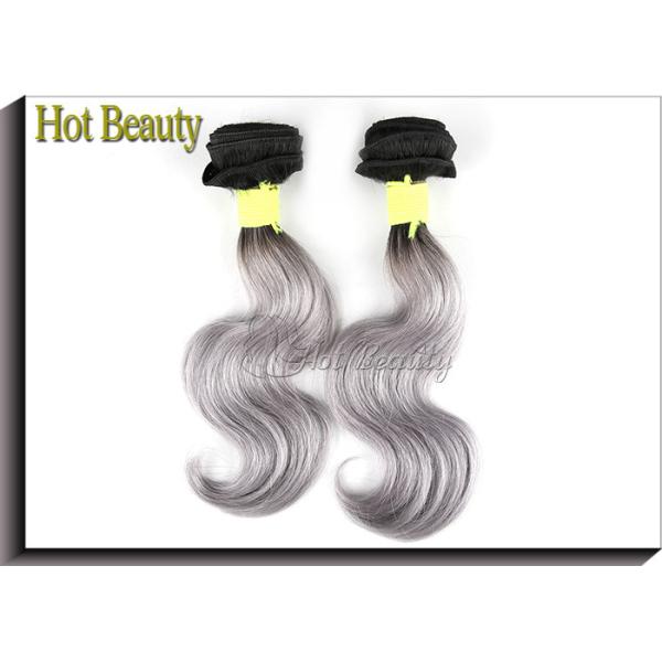 Silver Grey 100 Virgin Brazilian Hair Bundles , Grade Deep Wave Human Hair 6a Weft