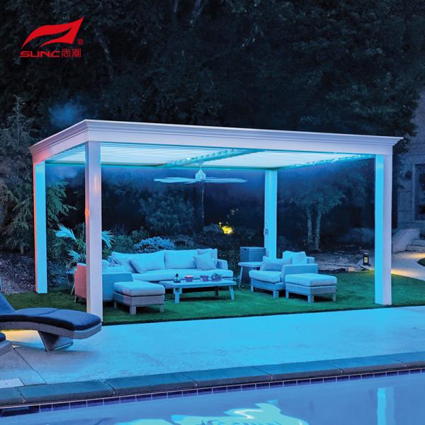 Buy Aluminum Alloy Outdoor Electric Louvered Pergola With Louvered Roof at wholesale prices