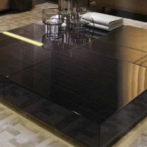 30cm Low Square Coffee Table 0.7m Plywood Ebony Stained