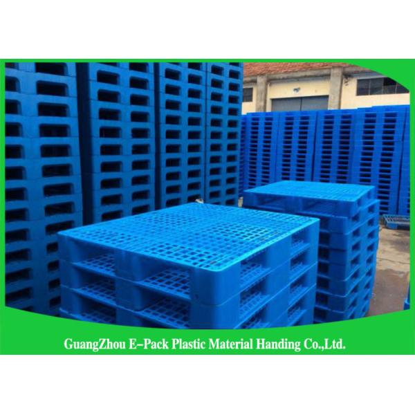 Ventilated Plastic Skids Pallets Single Faced , Euro Blue Plastic Pallets Ventilated Deck
