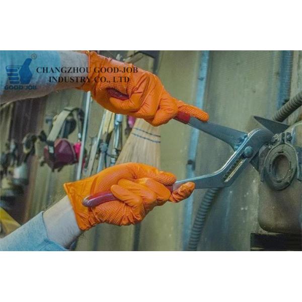 Orange Diamond Grain Heavy Duty Nitrile Glove Thickened 8mil 9mil