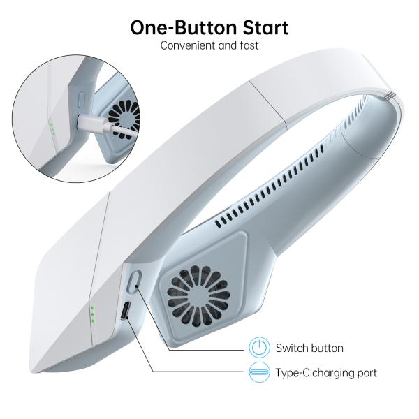 Stay Cool and Comfortable with Three Wind Speed Mini Rechargeable Hanging Neck Fan