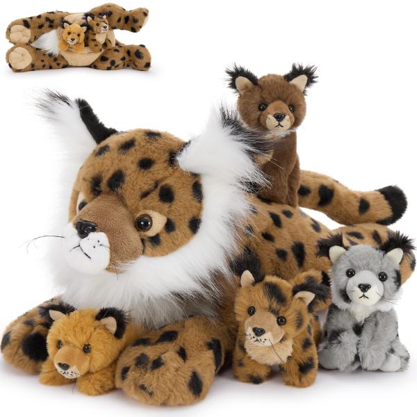 MorisMos 5-Piece Lynx Bobcat Stuffed Animals 18-Inch Soft Polyester Cotton Plush
