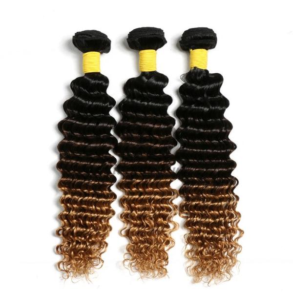 #T1B/4/27 Deep Wave Remy Human Hair Bundles Sew In Weave Bundles Brazilian Bundle Deals