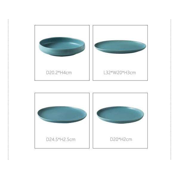 Savall White Blue Ceramic Dinner Set Round Oval Porcelain Table Set