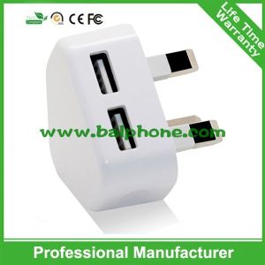 Multifunction 3pin UK plug usb 5V 2.1A double wall charger