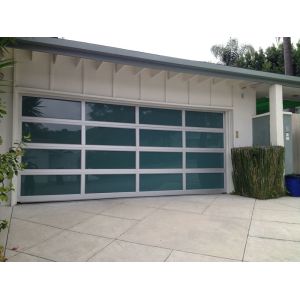 China Villa Use Frosted Aluminum Sectional Door Easy Installation Break Prevention on sale