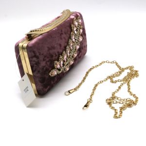 Leather Clutches And Evening Bags With Violet Diamonds Burgundy Flannel Inlaid