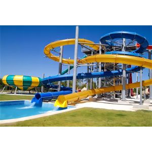 China Outdoor Water Park Games Equipment Large Fierglass Slide Sets on sale