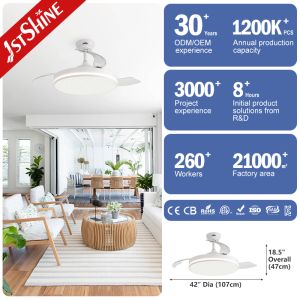 42 Inch Invisible Ceiling Fan with Starry Light - Sleek & Modern Design