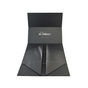 Black Flat Pack Folding Hard Cardboard Gift Boxes Biodegradable Printed
