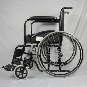 Simple Basic Folding Wheelchair With Powder Coating Steel Frame