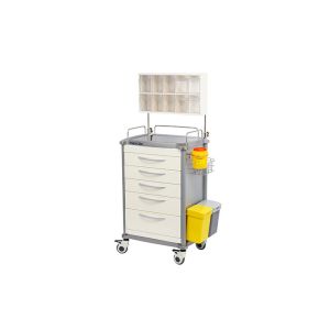 Five Drawers Anesthesia Medical Trolleys With Aluminum Columns