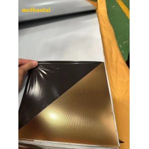 Gold Mirror Linen Embossed Stainless Steel Sheet Four Feet