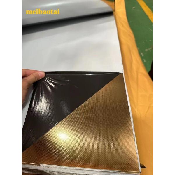 Buy Linen Gold PVD Color Embossed Stainless Steel Sheet SS Decorative Plate at wholesale prices