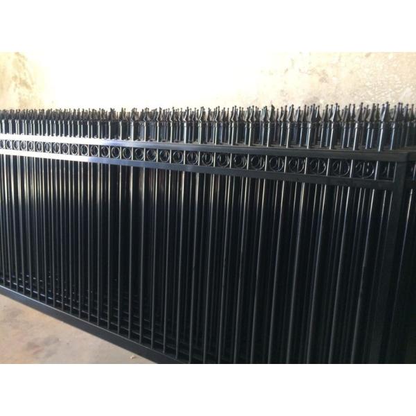 press point spear powder coated satin black steel fence 2100mm x 2400mm