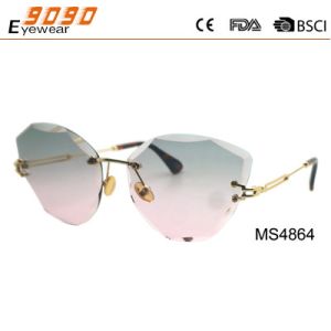 New arrival Rimless metal sunglasses with plastic tip,UV 400 Protection Lens