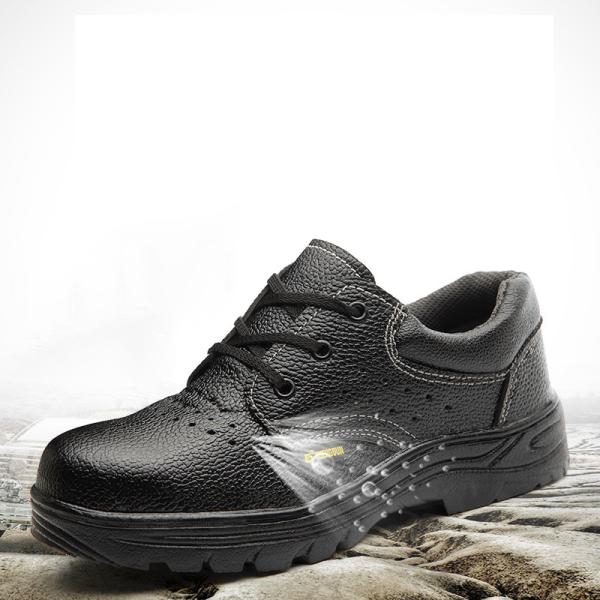 Shengjie embossed cow leather upper material and rubber outsole material quality steel toe steel plate safety shoes