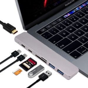 7in1 USB Dual Type-C Hub to Adapter 4K For MacBook Pro Thunderbolt 3 port USB-C