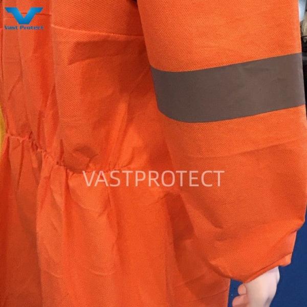 Type5&6 Industrial PPE Orange SMS Disposable Coveralls with Refelctive Tape