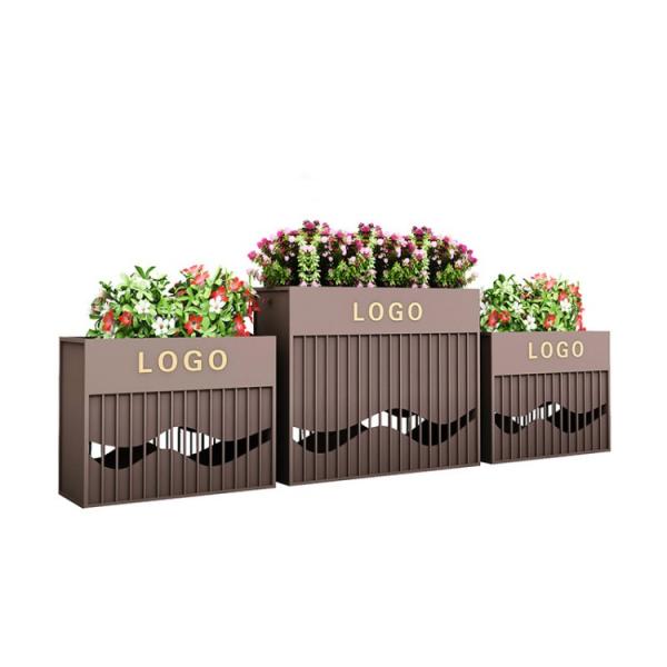 Outdoor large rectangle hollow out metal steel planter box