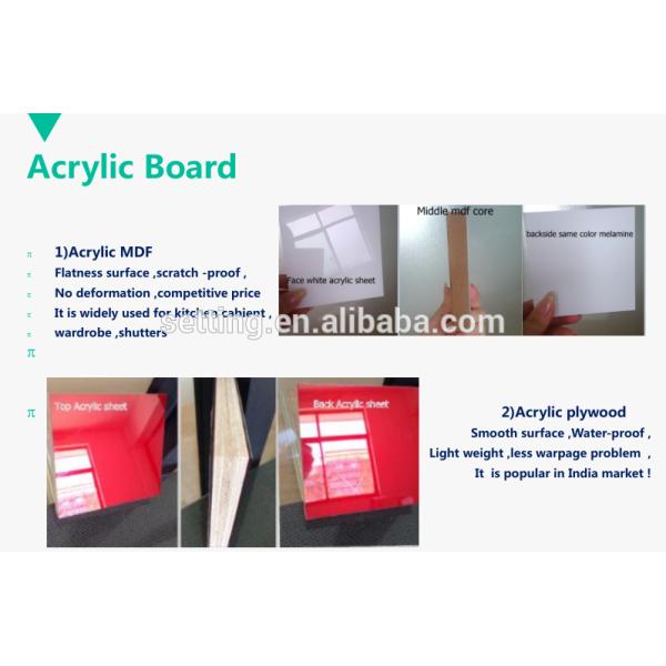 Acrylic mdf thickness in 19mm for kitchen cabinet doors ,acrylic panels