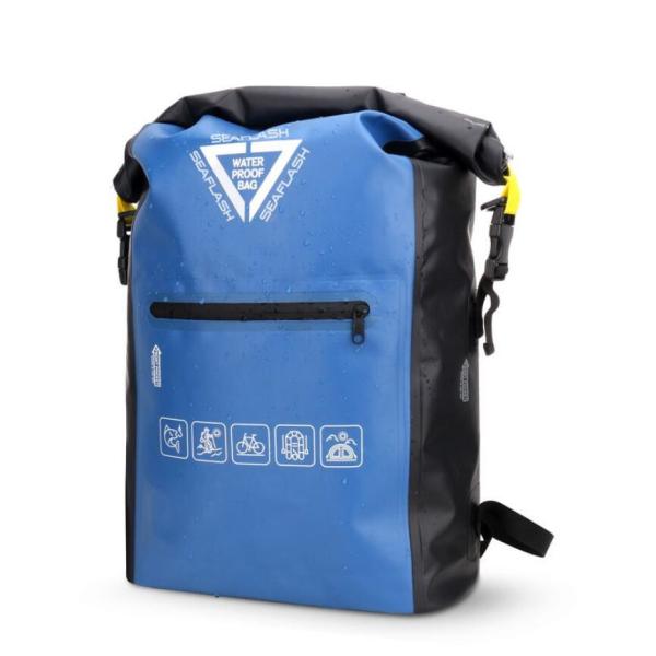 Buy Blue Black Waterproof Roll Top Backpack , 20L Mountain Climbing Backpack at wholesale prices