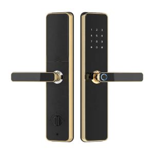 TT Lock Gold Smart Front Door Locks Anti Peep Password Fingerprint Card Acess