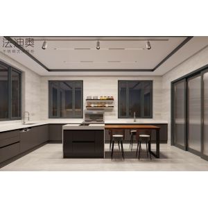 Charcoal Black Elegance Stainless Steel Kitchen Cabinets With Functional U