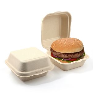 Customized Size Logo Biodegradable Sugarcane Syrup Burger Box