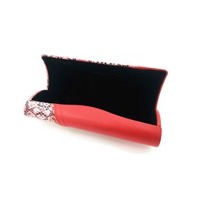 Snake Stripe Red Personalised Hard Glasses Case PU Leather Material