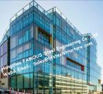 Tinted Color Invisible Frame Aluminum Glass Façade Curtain Wall Double Glazed