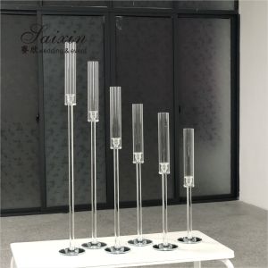 Quality Hurricane Wedding Candle Holder Centerpieces Table Decor Tall 6pcs Set Glass Tubes for sale