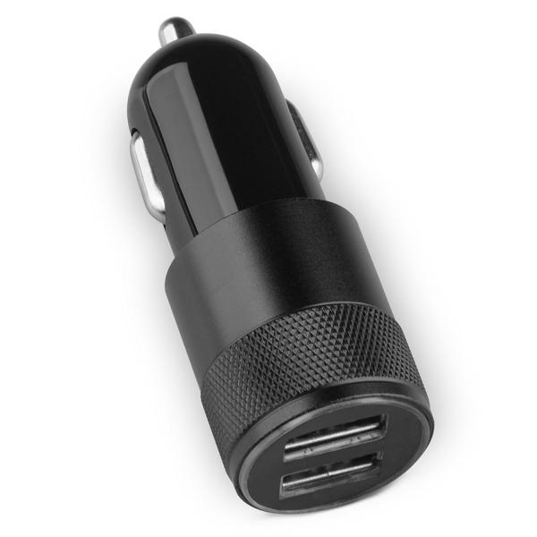 5V2.1A knurling dual USB car charger for mobile phone metal rings type