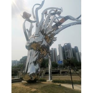 Outdoor Stainless Steel Animal Sculpture Metal Lighting Sculpture