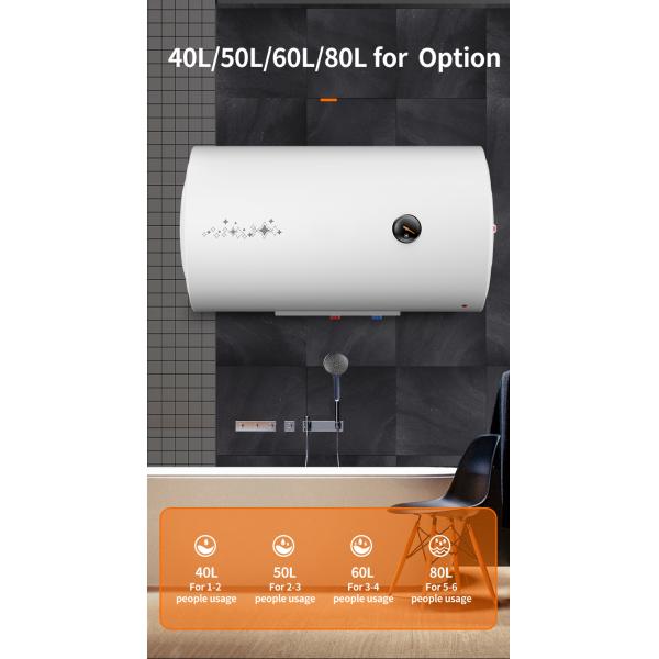 40L/50L/60L/80L High-end Home Bathroom Storage Electric Water Heater 1 Piece Plastic 220V Freestanding IPX4 White or Custom 2200