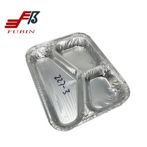 Safety 3 Compartment Aluminum Foil Lunch Box 270mmx300mm