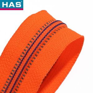 Reflective Orange Strips Nylon Zipper with Tail Opening and GCC Tape Color Eco