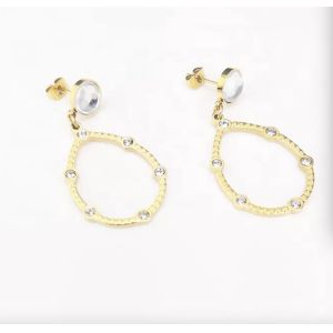 China Large Rhinestone Pendant Earrings Blingbling Pendant Stainless Steel Earrings on sale