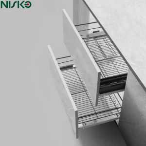 Multipurpose 2 Tier Pull Out Wire Basket Drawers Cutlery Tray