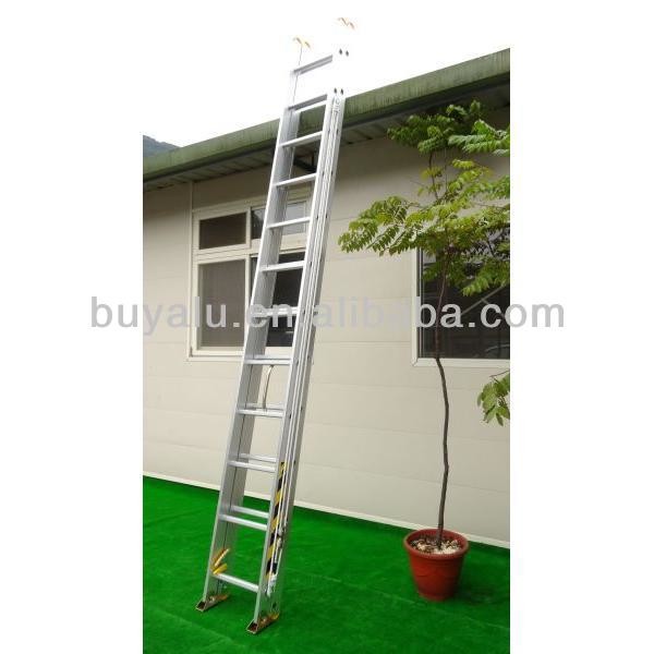 Buy Two Sections Aluminum Extendable Ladder Silver Anodized Industrial Ladders at wholesale prices
