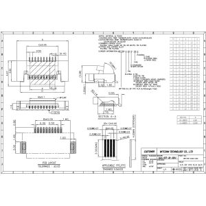 0.5mm Pitch FPC Connectors Height 1.5mm Front Lock Flip ZIF FPC Test Connector