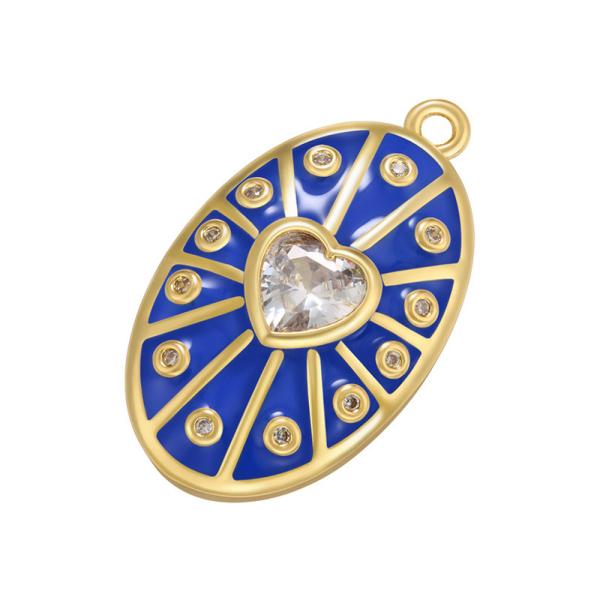 Buy Zircon Oval Enamel Heart Pendant Gold Plated Charms OEM at wholesale prices
