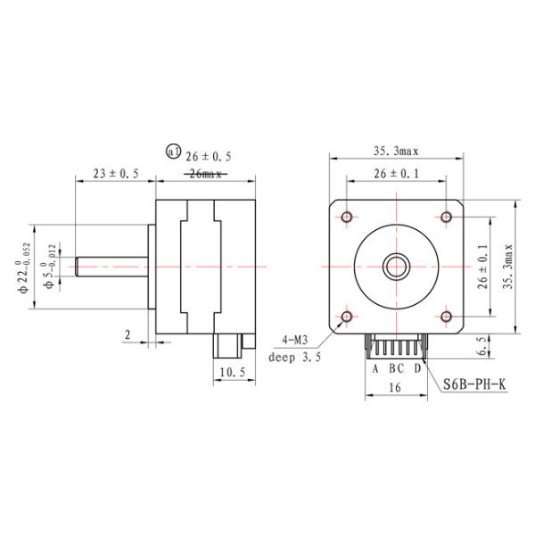35x35x26mm 2 Phase Hybrid Stepper Motor 12V For Surveillance Camera