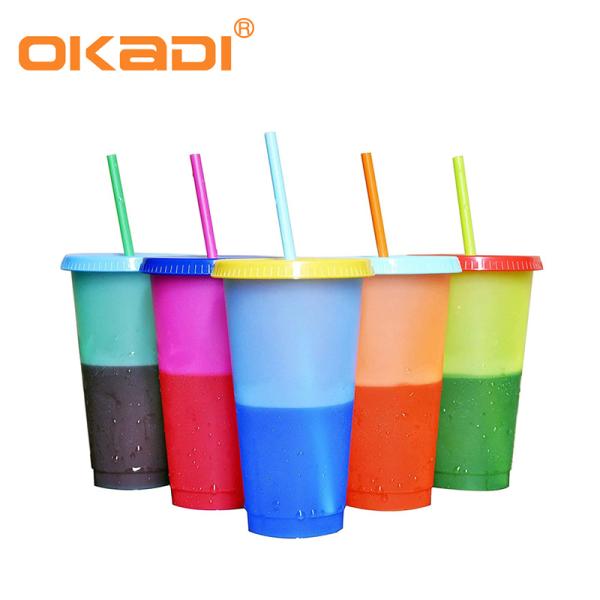 Summer Coffee Tumblers Color Changing Cups 24oz Cold Cups 5 Reusable Cups Lids And Straws Set Of 5
