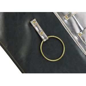 PU Leather Kitchen Cooking Apron Silver And Black Stitching Padded